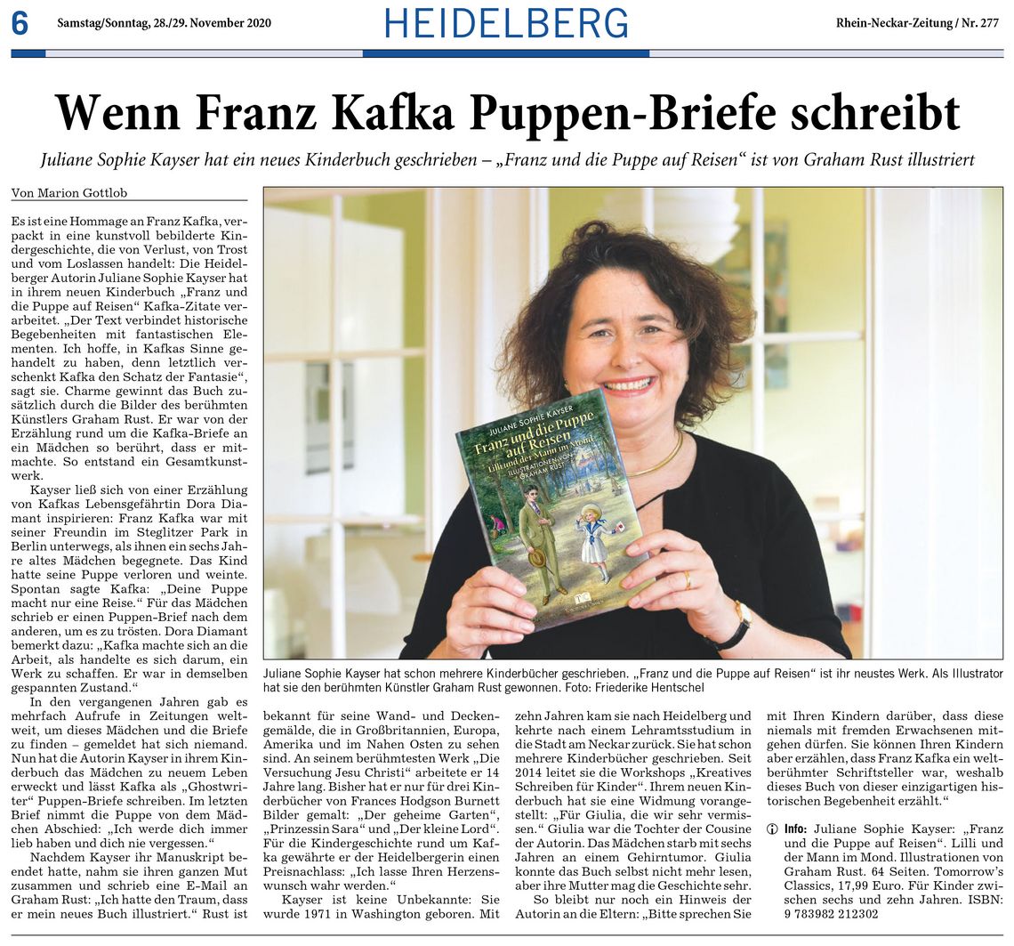 Zeitungsartikel über das Buch „Franz und die Puppe auf Reisen”